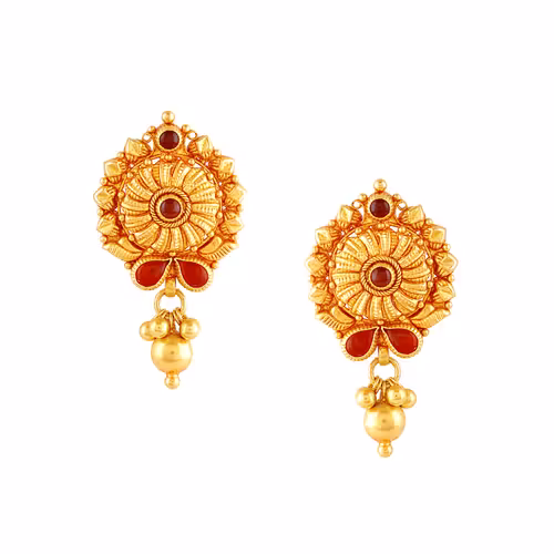 Red Stone Embedded Earrings