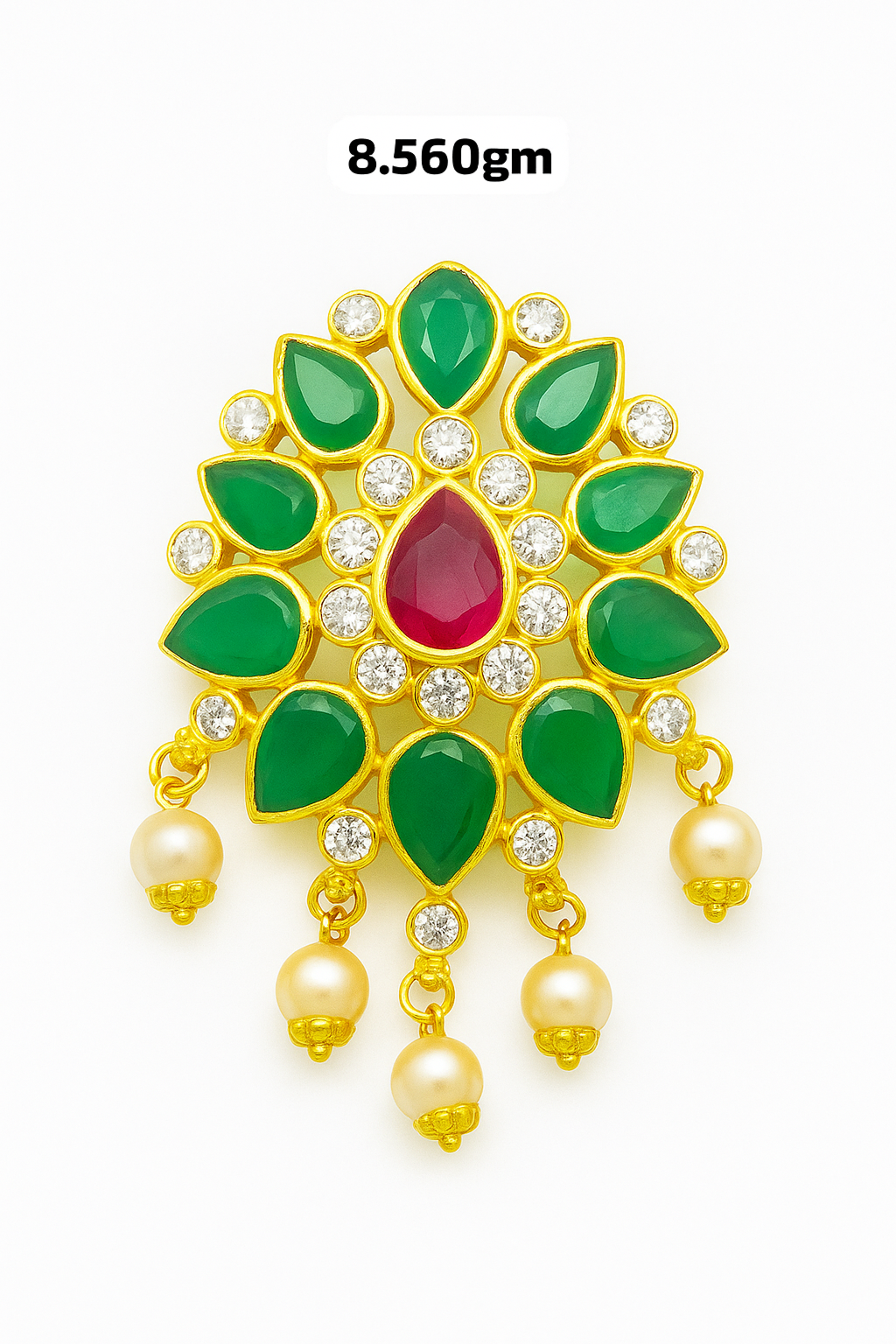 Frame 98 Gold Emerald, Ruby & Pearl Pendant - Image 1